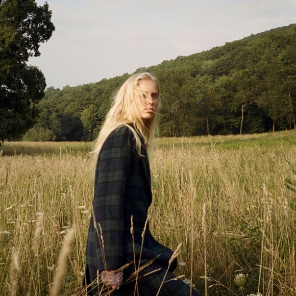 Avec Les Filles Plaid Coat in Green and Blue - Picture 2 of 6